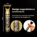 Máquina Profissional Dragão Acabamento Sem Fio Cabelo Barba Pezinho Personalizada Com Limitador de Lamina Ajustável Recarregável 4 Pentes Óleo Escovinha Kit Conjunto Aparador Acabamento