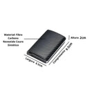 Carteira masculina com bloqueio de RFID, carteira de couro sintético de fibra de carbono com 8 compartimentos para cartão de crédito, linha moderna, fina, duas dobras para dinheiro