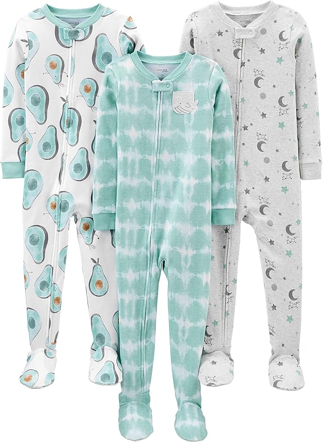 Macacão de dormir para bebês Pijama de algodão com pés justos Simple Joys by Carter'sMeninos