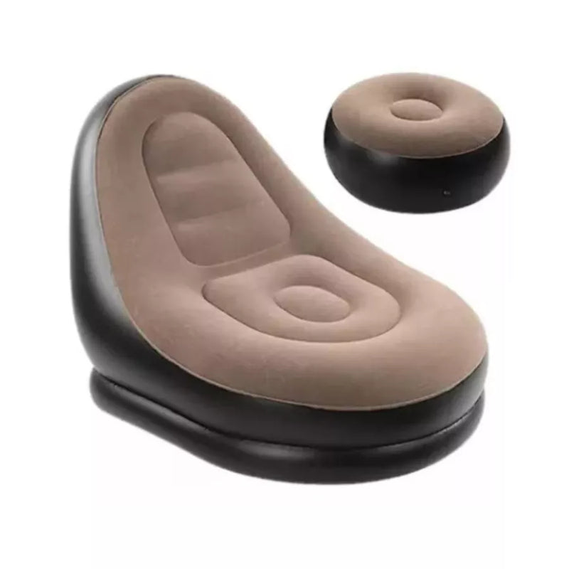 Conjunto Poltrona e Puff Inflável Portátil Descanso Preguiçoso Sofá